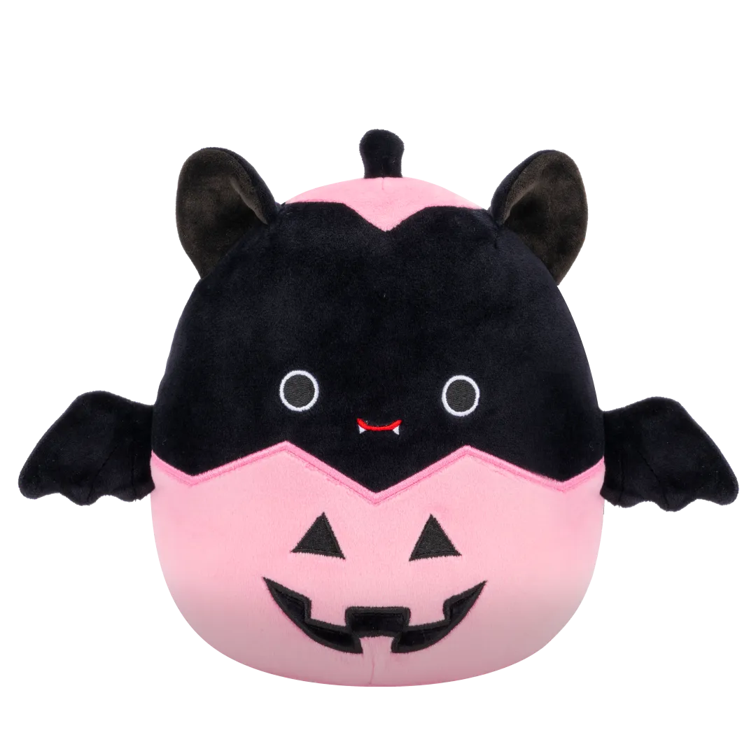 Squishmallows Emily the Black Bat in Pink Jack-O'-Lantern, 20 cm
