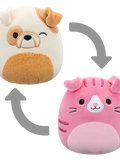 Squishmallows Flip-A-Mallows Geraldine the Scottish Fold Cat/Brock the Bulldog, 13 cm