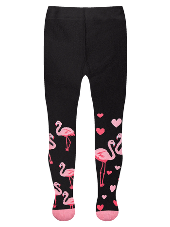 Non-slip Kids' Tights Flamingos & Hearts