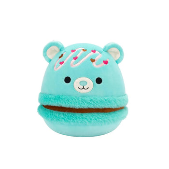 Squishmallows Belinda the Teal Bear Macaron with Chocolate Filling and Pink Drizzle, 20 cm