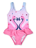 Girls' Swimsuit Flamingos & Hearts