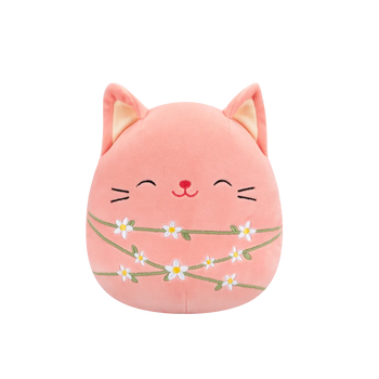 Squishmallows Wilka the Peach Cat Wrapped with Flower Stems, 20 cm