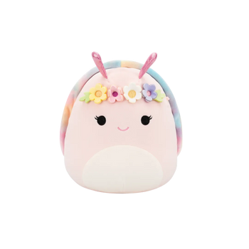 Squishmallows Silvina the Pink Snail with Rainbow Shell and Flower Crown, 20 cm