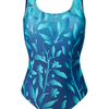 One-piece Swimsuit Turquoise Flowers