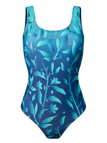 One-piece Swimsuit Turquoise Flowers