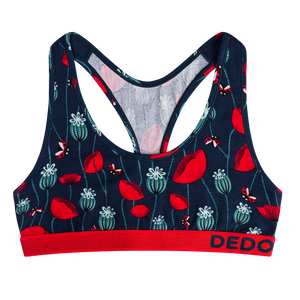 Women's Bralette Ladybugs & Poppy Flowers