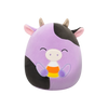 Squishmallows Alexie the Purple Cow with Closed Eyes Holding Candy Corn, 20 cm