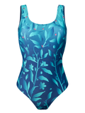 One-piece Swimsuit Turquoise Flowers