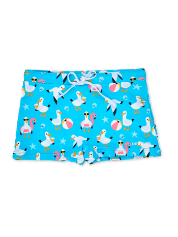 Kids' Elastic Swim Shorts Seagull on Vacation