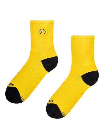 Ribbed Mid Calf Socks Yellow Cyclist