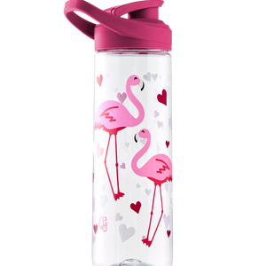 Water Bottle Flamingos & Hearts 700ml