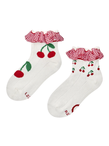 Girls' Cutecore Socks Picnic Cherries