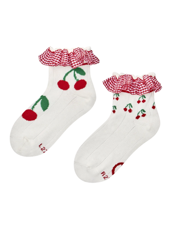 Girls' Cutecore Socks Picnic Cherries