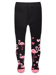 Non-slip Kids' Tights Flamingos & Hearts