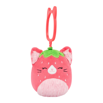 Squishmallows Clip-On Olma the Strawberry Cat, 9 cm