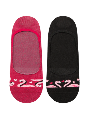 No Show Socks Flamingos & Hearts