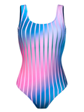 One-piece Swimsuit Purple Stripes