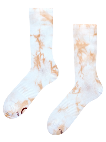 Beige Tie-dyed Regular Ribbed Socks