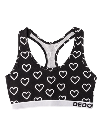 Women's Bralette Black & White Hearts