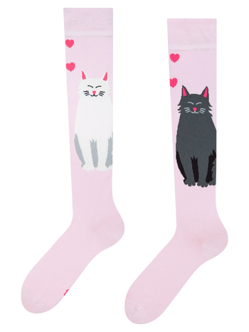 Knee High Socks Black & White Cat