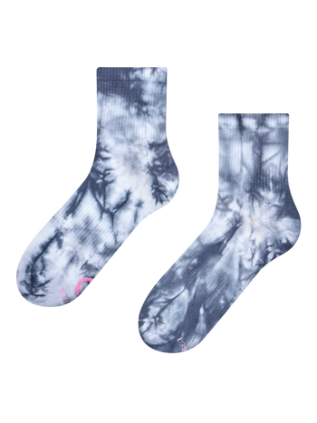 Grey Blue Tie-dyed Crew Socks