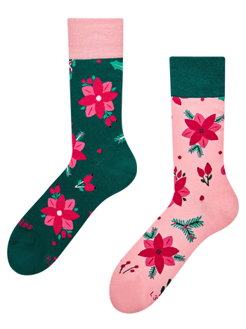 Regular Socks Pink Christmas Roses