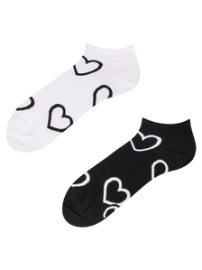 Ankle Socks Black & White Hearts
