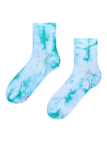 Aquamarine Green Tie-dyed Crew Socks