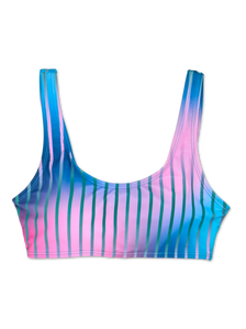 Sporty Bikini Top Purple Stripes
