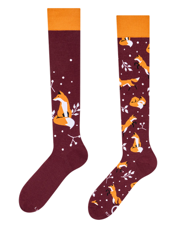 Knee High Socks Fox & Leaves