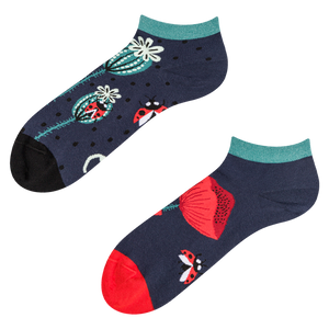 Ankle Socks Ladybugs & Poppy Flowers