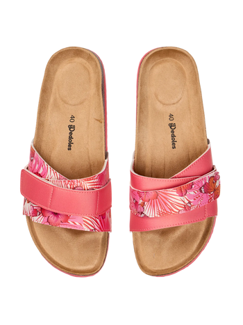 Women's Cork Slides Hibiscus