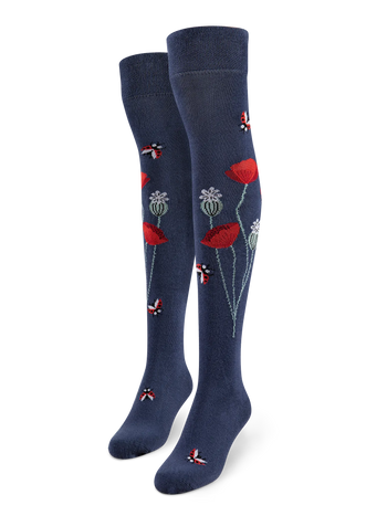 Over the Knee Socks Ladybugs & Poppy Flowers