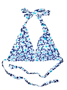 Triangle Bikini Top Blue Daisies