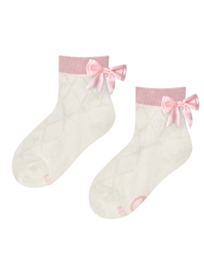 Girls' Cutecore Socks Pink Bow
