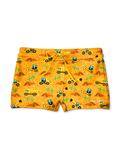 Kids' Elastic Swim Shorts Excavator on the Beach