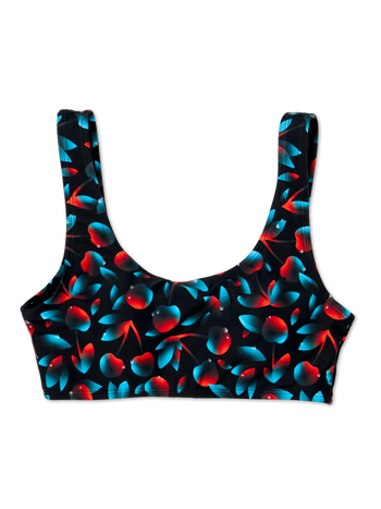 Sporty Bikini Top Dark Cherries