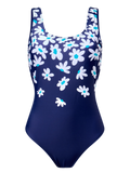 Women's One-Piece Swimsuit Blue Daisies
