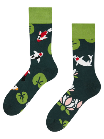 Bamboo Regular Socks Koi Fish & Waterlilies