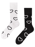 Bamboo Regular Socks Black & White Hearts