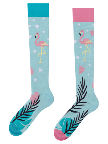 Knee High Socks Love Flamingos