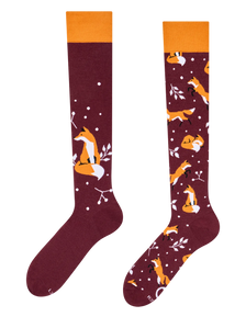 Knee High Socks Fox & Leaves