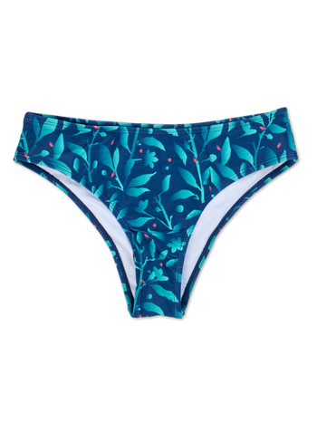 Midwaist Bikini Briefs Turquoise Flowers