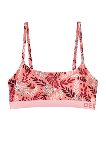 Women's Modal Bralette Pink Leaves