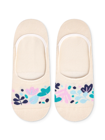 No Show Socks Turquoise Leaves