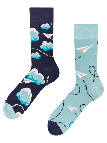 Bamboo Regular Socks Paper Planes & Clouds