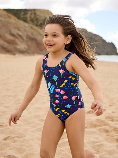 Girls' Swimsuit Aquarelle Flowers