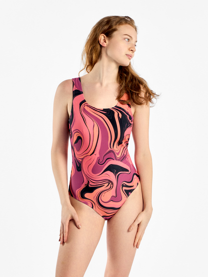 Women's One-Piece Swimsuit Liquid Colors