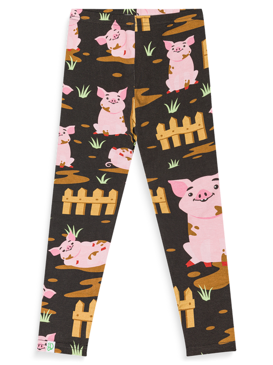 Kids' Cotton Leggings Pigs on the Farm