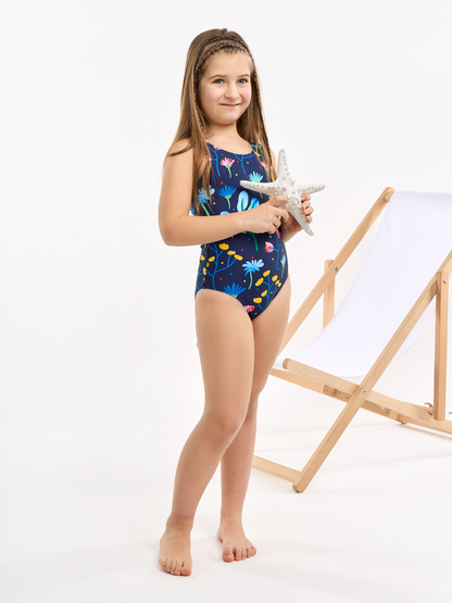 Girls' Swimsuit Aquarelle Flowers